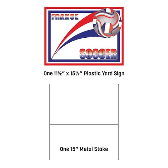 11.5" x 15.5" France Soccer Plastic Yard Sign